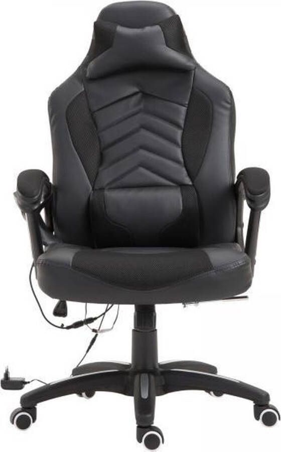Ergonomische Bureaustoel – Gamestoel – Gamechair – Massage functie – Warmtefunctie Kunstleer Zwart - Foto 1