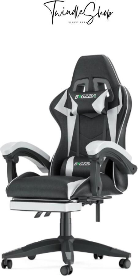 BIGZZIA TwindleShop Ergonomische Bureaustoel Ergonomische Gamestoel BureauToel Voor Volwassenen Verstelbaar Met Voetensteun Wit