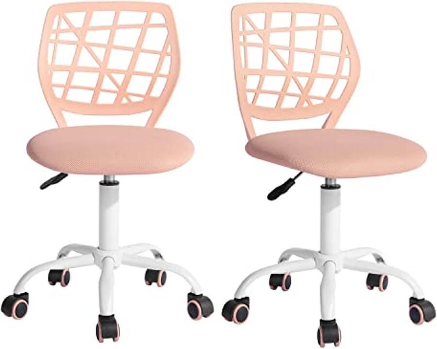 Ergonomische Bureaustoel in Lichtroze Verstelbaar en Draaibaar 2-delige Set