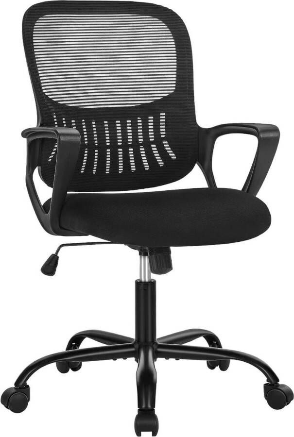 JOEAIS Ergonomische Bureaustoel Kantoorstoel Bureaustoel Computerstoel Office Chair Volwassenen Mesh rugleuning Verstelbare hoogte en kantelfunctie Biedt lumbale ondersteuning Opbergmand Zwart