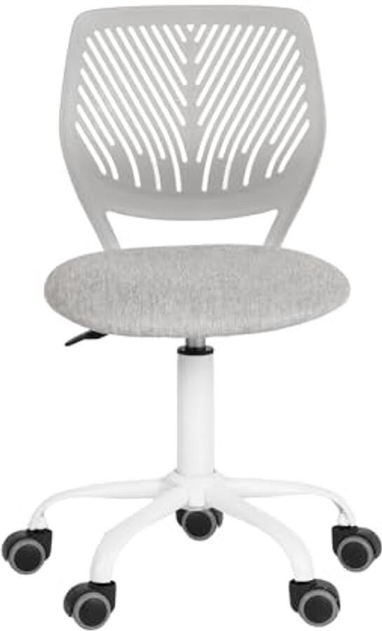 Ergonomische Bureaustoel Lichtgrijs Verstelbare Office Chair zonder Armleuningen voor Thuis en Kinderen