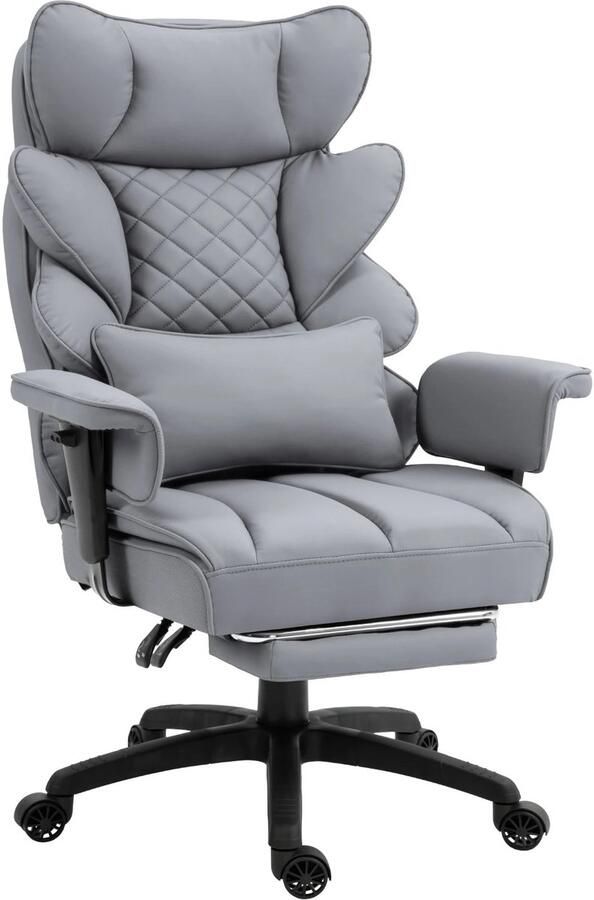 Corenia Ergonomische Bureaustoel Loungestoel Gamingstoel met Pocketvering en Lendensteun Comfortabele Kantoorstoel met Armleuningen Verstelbare Hoge Rugleuning Draai- en Roldesign Voor Gaming & Thuiswerken Grijs