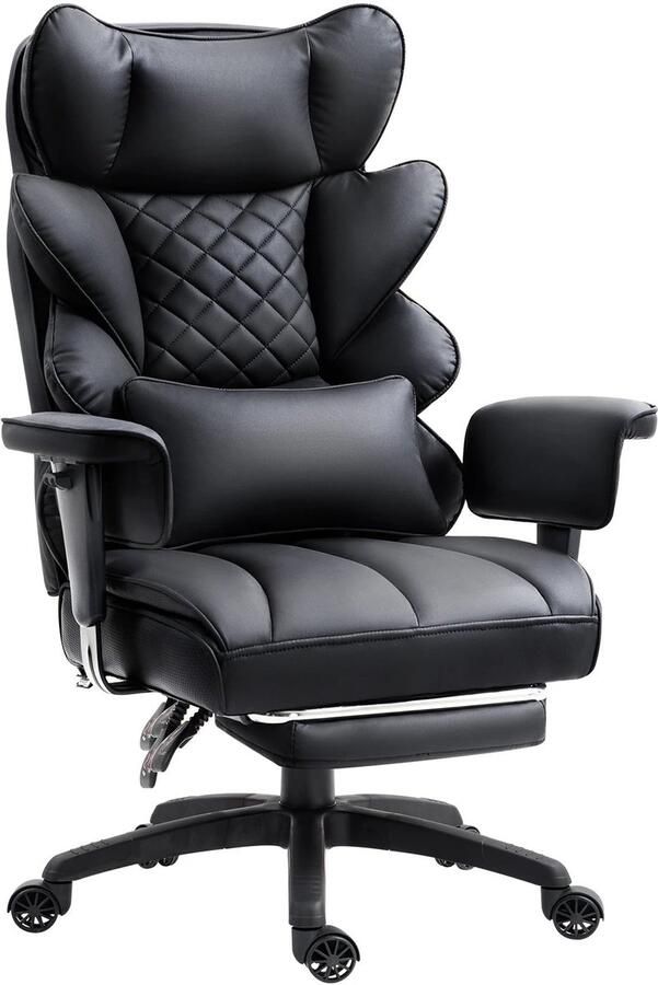 Corenia Ergonomische Bureaustoel Loungestoel Gamingstoel met Pocketvering en Lendensteun Comfortabele Kantoorstoel met Armleuningen Verstelbare Hoge Rugleuning Draai- en Roldesign Voor Gaming & Thuiswerken Zwart