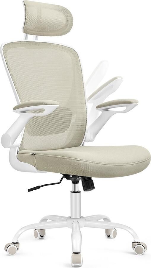 Rootz Living Rootz Ergonomische Bureaustoel Mesh Cappuccino Beige Kunststof schuim Nylon Staal 64cm x 64cm x (115-130cm)