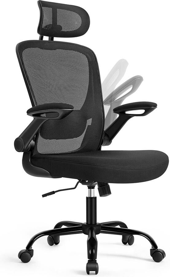 Ergonomische Bureaustoel Mesh Inkt Zwart Verstelbaar Lendensteun 64cm x 64cm x (115-130)cm 11 9kg 120kg capaciteit