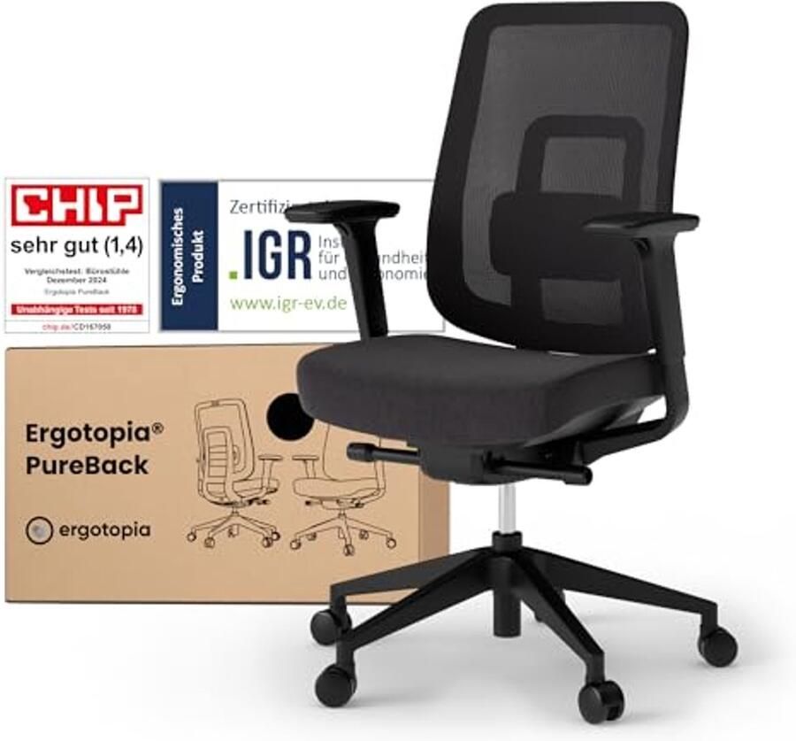 Ergonomische bureaustoel met 4D-armleuningen en synchroonmechanisme voor comfortabel zitten