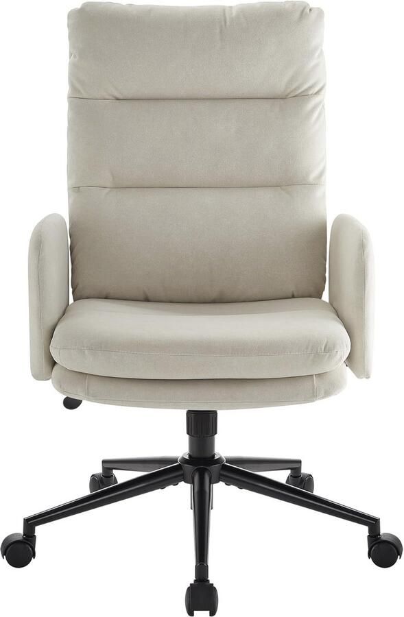Ergonomische Bureaustoel met Armleuningen en Wielen Draaistoel in Hoogte Verstelbaar Beige