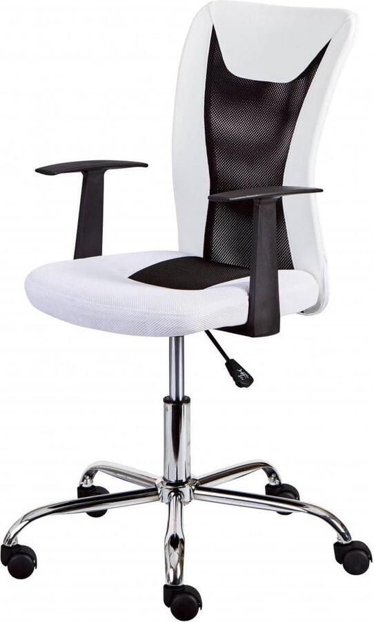 Ergonomische bureaustoel met armleuningen In hoogte verstelbaar Ademend Wit en zwart - Foto 2