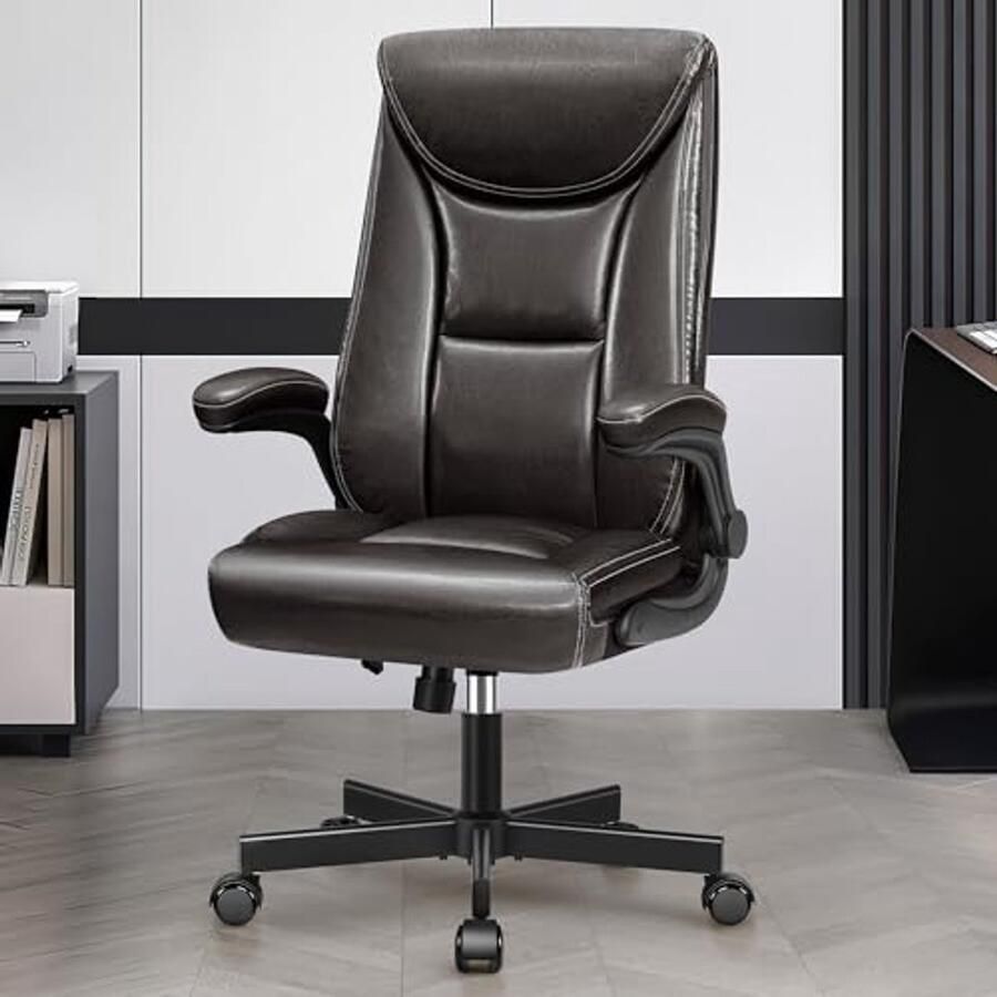 Ergonomische Bureaustoel met Hoge Rugleuning en Kantelfunctie Bruin Tot 150 kg