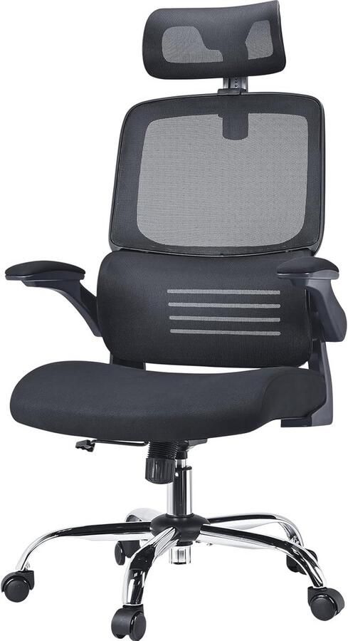 Ergonomische Bureaustoel met Hoge Rugleuning en Verstelbare Armleuningen Zwart