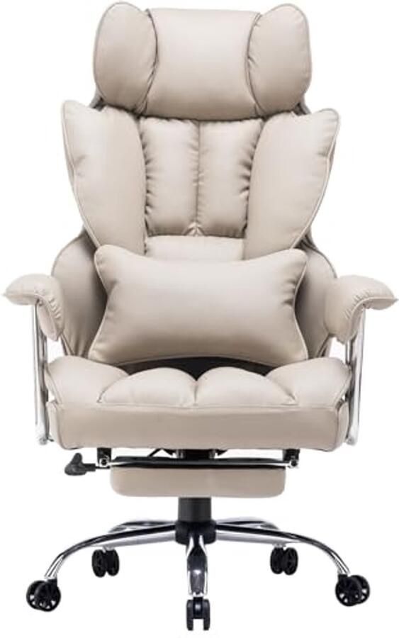 Ergonomische bureaustoel met hoge rugleuning en voetsteun tot 200 kg verstelbare armleuningen comfort en duurzaamheid