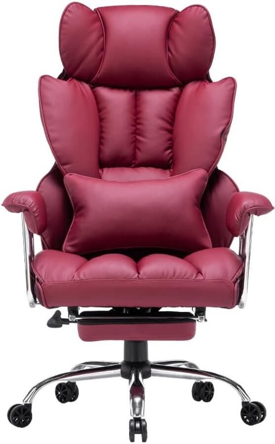 Ergonomische bureaustoel met hoge rugleuning verstelbare director stoel tot 200 kg met voetsteun en lendensteun