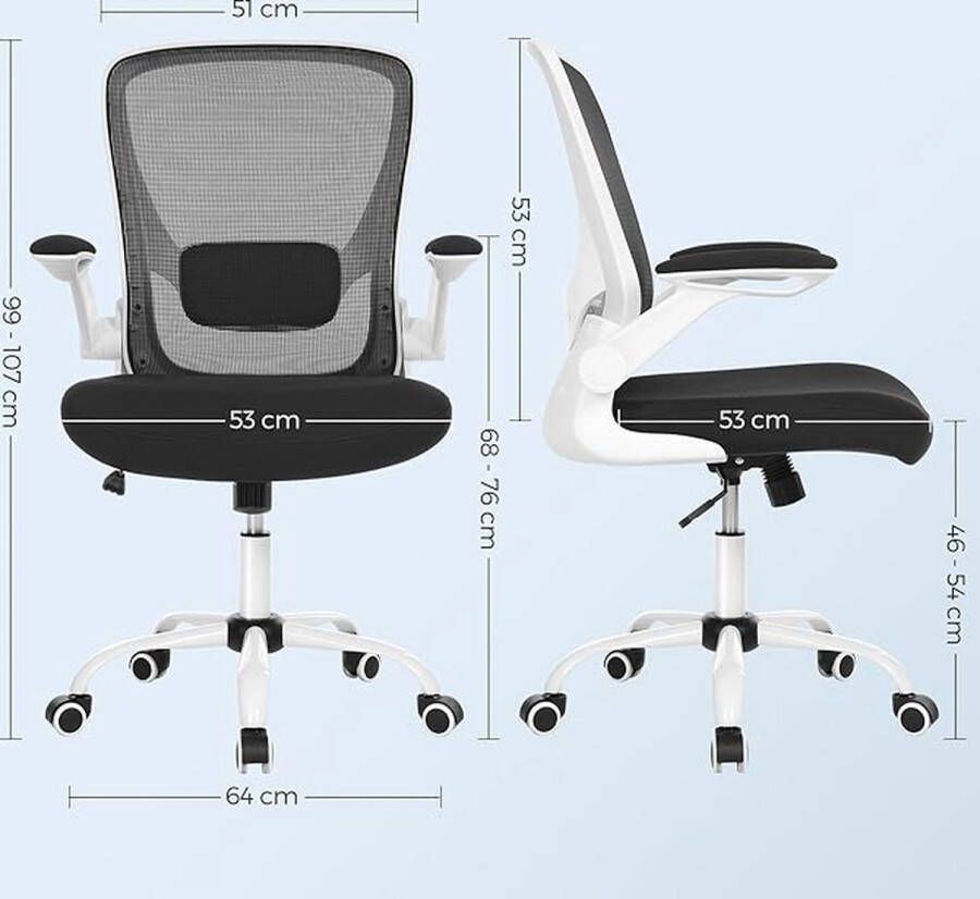 Ergonomische bureaustoel met hoge rugleuning verstelbare lendensteun 64D x 64W x 107H centimetres