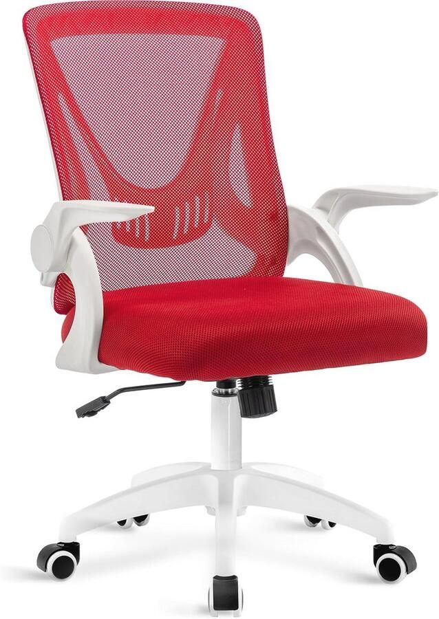 Ergonomische Bureaustoel met Inklapbare Armleuningen en Lendensteun In Hoogte Verstelbare Draaistoel voor Thuis en Kantoor