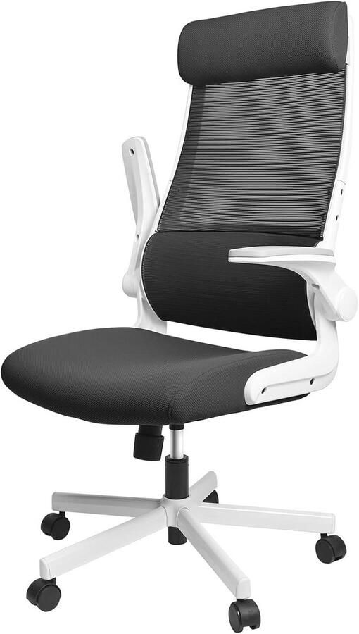 Ergonomische Bureaustoel met Inklapbare Armleuningen en Verstelbare Hoofdsteun Zwart