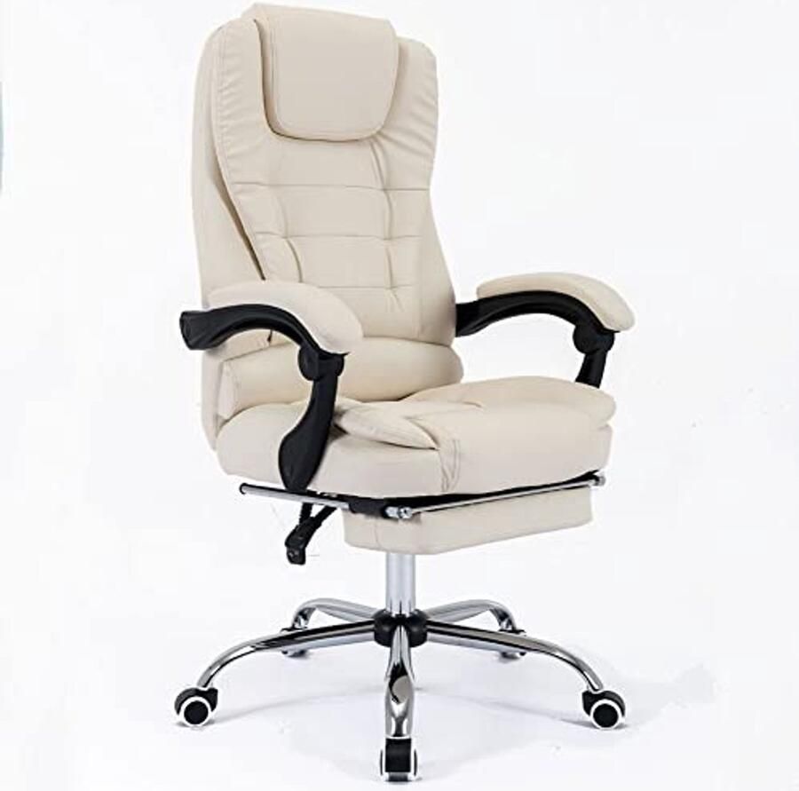 Ergonomische Bureaustoel met Kantelbare Rugleuning en Voetensteun Hoogte Verstelbaar en Draaibaar