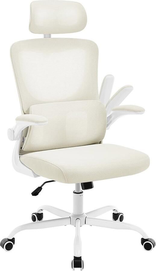 Ergonomische Bureaustoel met Kantelfunctie en Verstelbare Hoofdsteun Beige