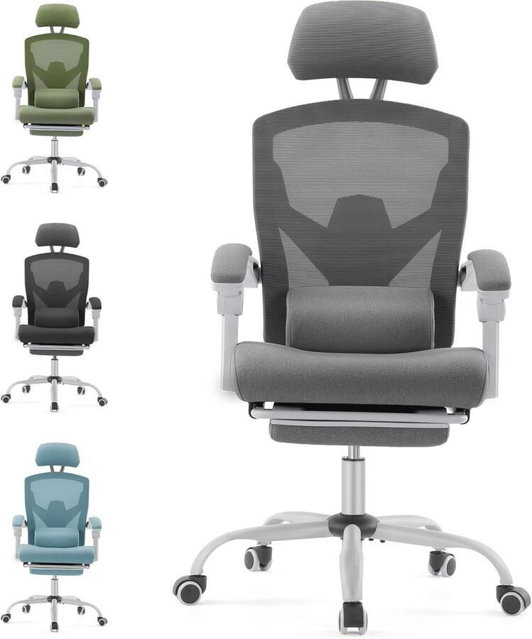 Ergonomische Bureaustoel met Lendensteun en Voetensteun voor Thuisgebruik