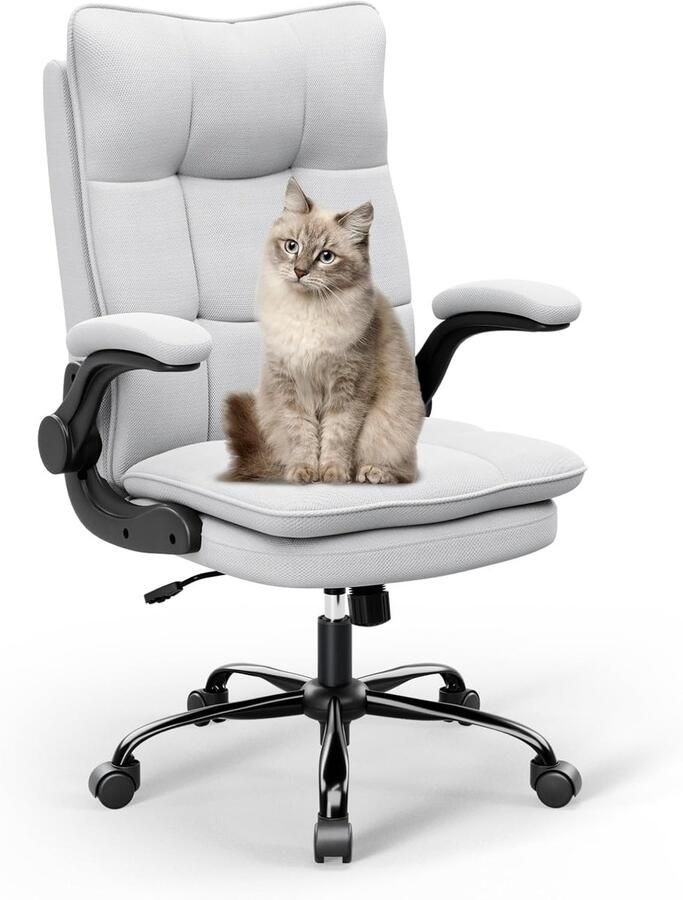 Ergonomische Bureaustoel met Opklapbare Armleuningen en Draaifunctie Tot 150 kg Capaciteit