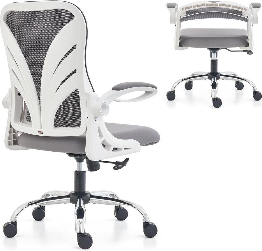 Ergonomische bureaustoel met opvouwbare rugleuning en armleuningen Comfortabele mesh computerstoel voor kantoor