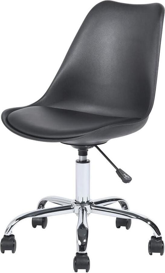 Ergonomische bureaustoel met polypropyleen materiaal en 5 draaibare wielen gevoerde zitting van hoge dichtheid schuim ideaal voor slaapkamer kantoor thuis zwart