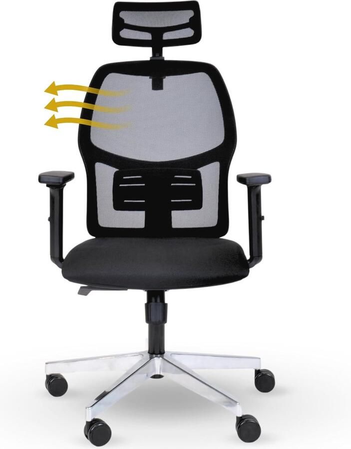 Ergonomische Bureaustoel met Verstelbare Armleuningen en Hoofdsteun Draaistoel met Kantelfunctie en Lendensteun