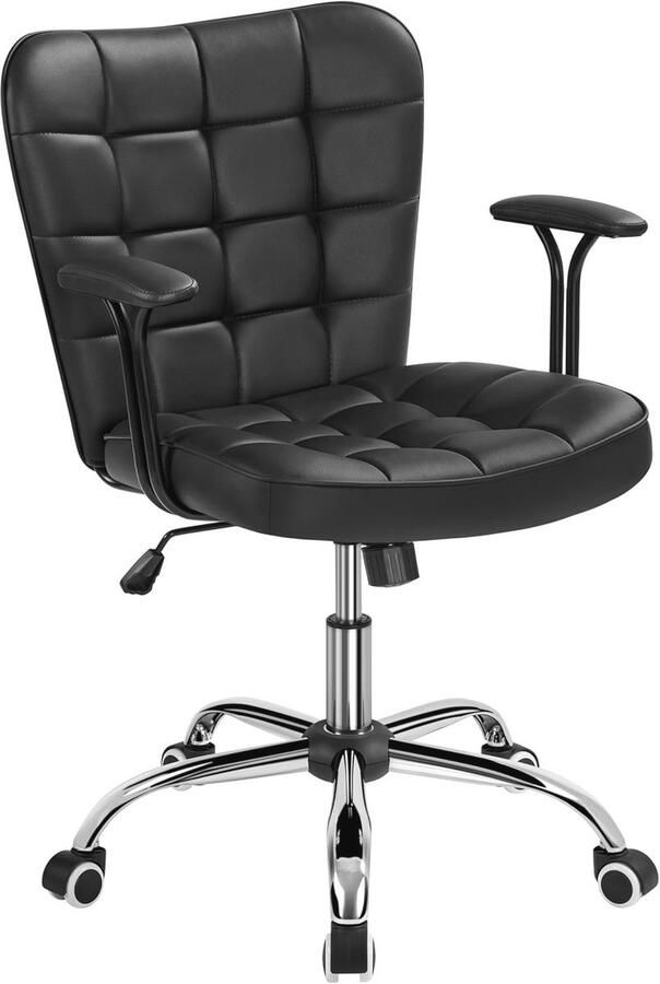 Bureaustoel ergonomische bureaustoel werkstoel draaistoel met zachte armleuningen in hoogte verstelbare gestoffeerde stoel computerstoel met wielen zwart - Foto 2