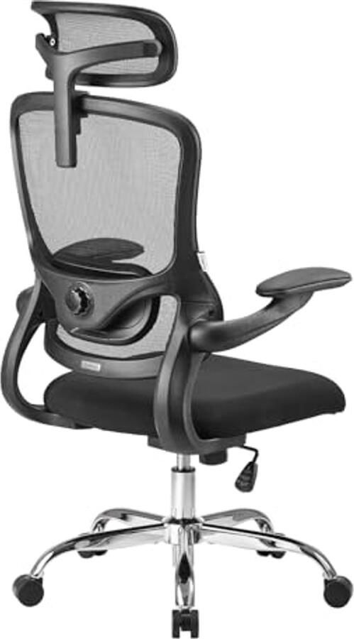Ergonomische Bureaustoel Met Verstelbare Hoofdsteun Armleuningen En Lendensteun – 360 Graden Draaibaar Belastbaar Tot 150 Kg Zwart