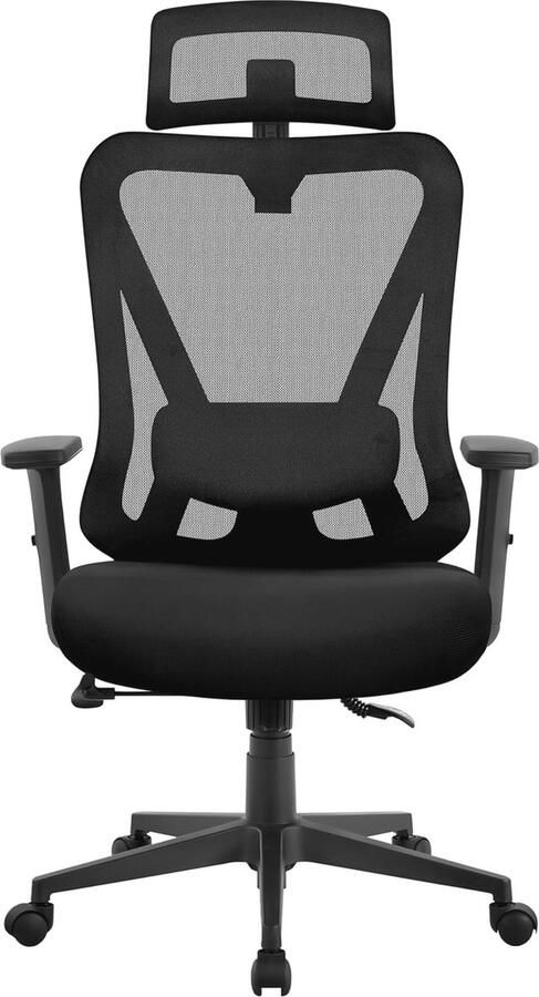 Ergonomische Bureaustoel met Verstelbare Hoofdsteun en Armleuningen Draaistoel met Kantelfunctie en Rugvriendelijk Mesh Design