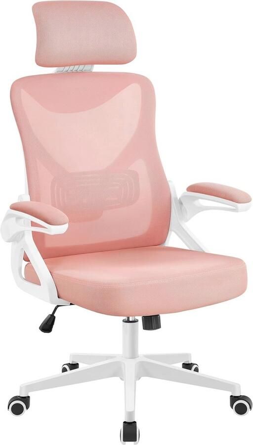 Ergonomische Bureaustoel met Verstelbare Hoofdsteun en Opklapbare Armleuningen Draaistoel voor Thuis en Kantoor