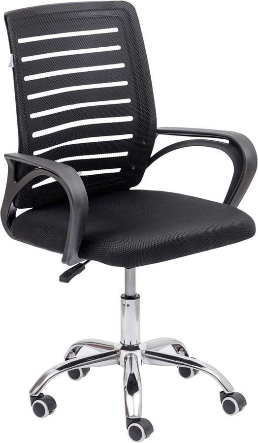 Ergonomische Bureaustoel met Verstelbare Hoogte en Armleuningen – Draaibare Werkstoel met Gladde Rugleuning – Gewatteerd Zwart 61 x 50 x 98 cm