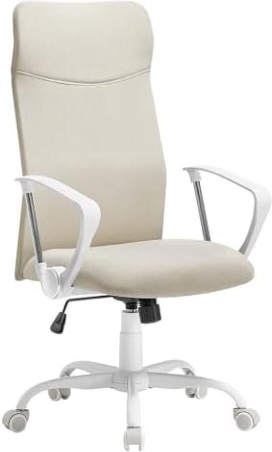 Ergonomische Bureaustoel met Verstelbare Hoogte en Kantelfunctie Comfortabele Gefoameerde Zitting Draaibaar Belastbaar tot 120 kg Cappuccinobeige