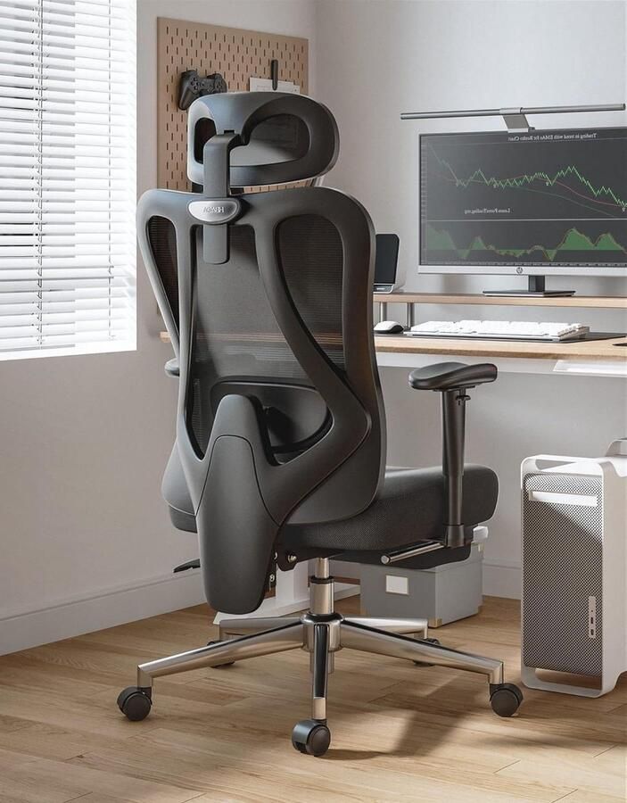 Ergonomische Bureaustoel met Verstelbare Lendensteun en Hoofdsteun Kantelfunctie Draaibare Computerbureaustoel met Voetensteun Comfortabel Zitten Bureaustoel