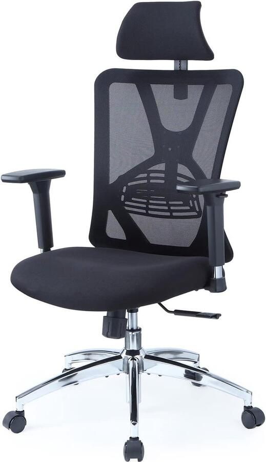 Ergonomische bureaustoel met verstelbare lendensteun hoofdsteun en 3D-metalen armleuning 130° schommelstoel van gaas met hoge rugleuning Bureaustoel - Foto 20