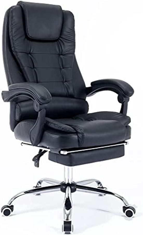 Ergonomische bureaustoel met verstelbare rugleuning en voetensteun 360° draaibaar hoogte verstelbaar zwart