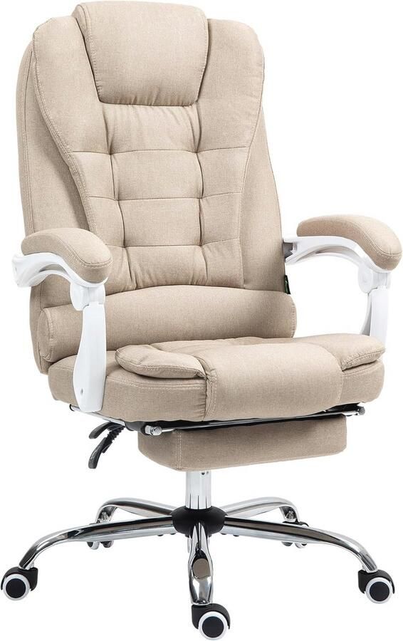 Ergonomische bureaustoel met voetensteun en kantelbare rugleuning Beige