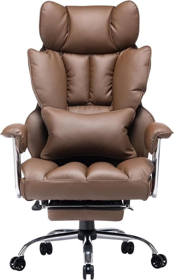 Ergonomische bureaustoel met voetensteun en lendensteun Verstelbare stoel voor 200 kg met hoge rugleuning