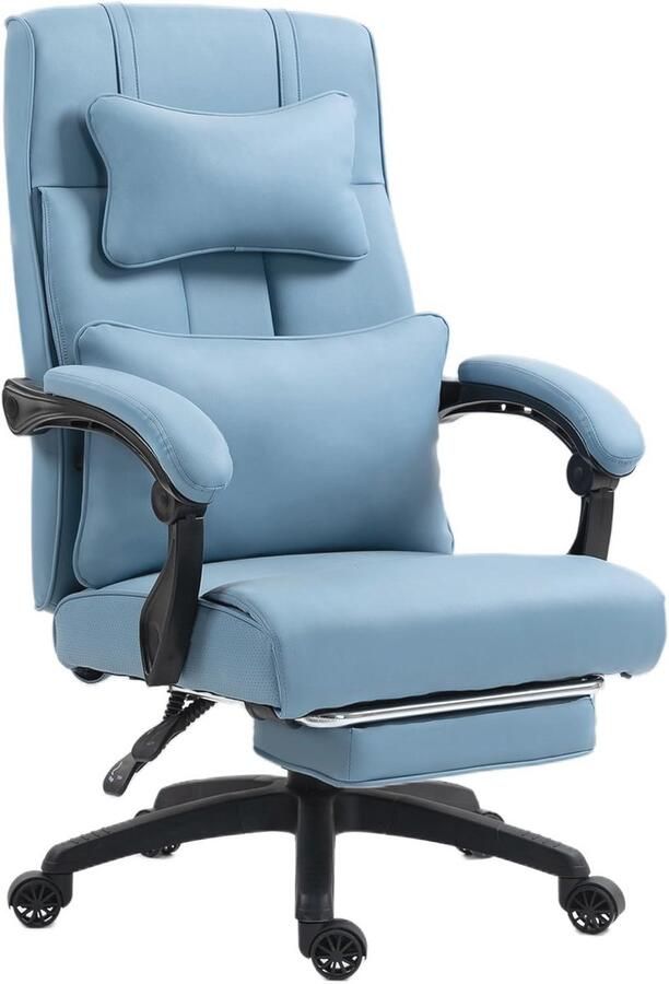 Ergonomische bureaustoel met voetensteun en verstelbare lendensteun Draaistoel met hoge rugleuning