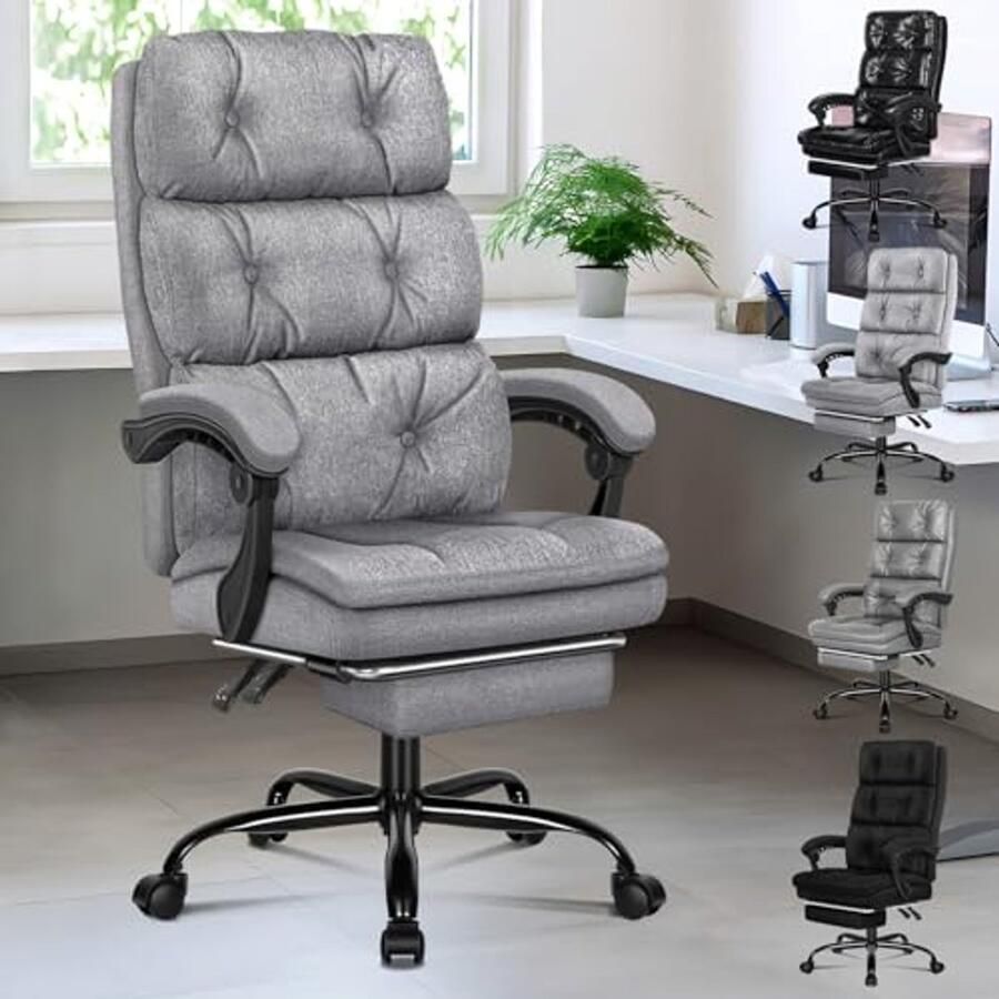 Ergonomische Bureaustoel met Voetensteun Hoge Rugleuning en Kantelfunctie Geschikt voor Thuis en Kantoor