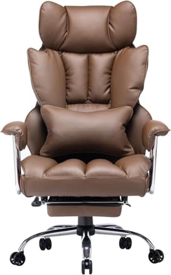 Ergonomische bureaustoel met voetsteun en lendensteun verstelbaar tot 200 kg met hoge rugleuning