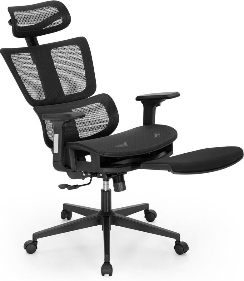 Ergonomische Bureaustoel met Voetsteun en Verstelbare Rugleuning voor Thuis en Kantoor