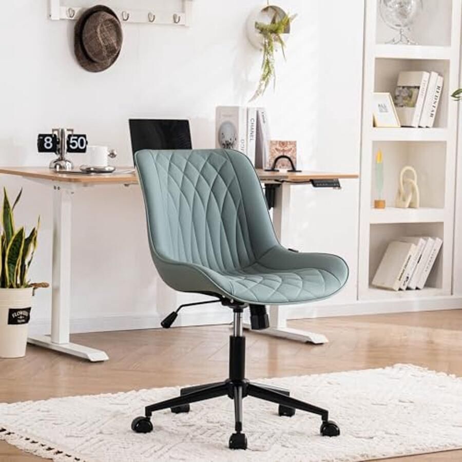 Ergonomische Bureaustoel PU-leer Draaistoel met Verstelhoogte en Rugleuning Geschikt voor tot 136 kg