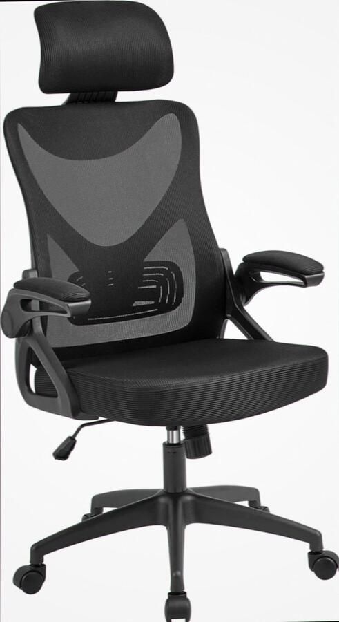 Ergonomische Bureaustoel – Verstelbare Kantoorstoel met Hoge Rugleuning – Comfortabele Managersstoel – Zwart