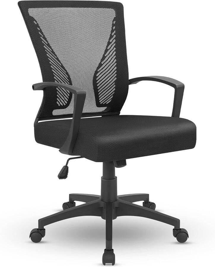 Ergonomische Bureaustoel Verstelbare Kantoorstoel voor Volwassenen Comfortabele Zwarte Bureaustoel