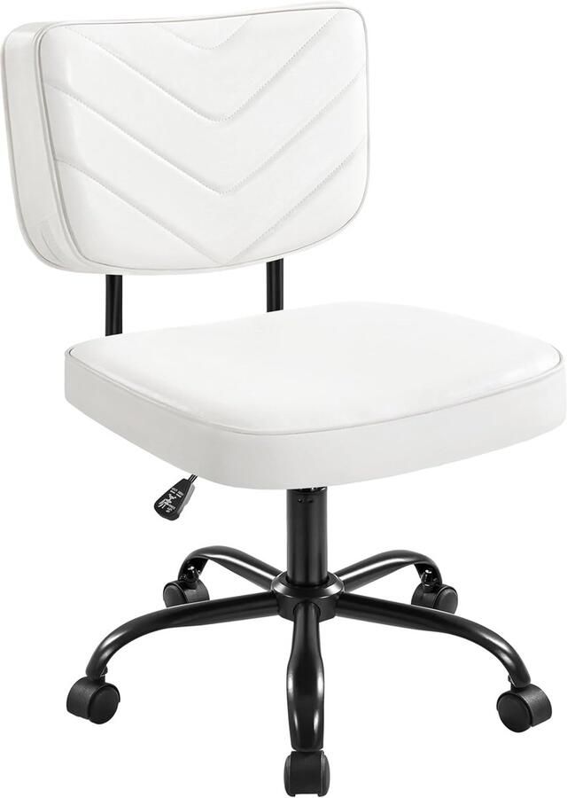 Ergonomische Bureaustoel zonder Armleningen In Hoogte Verstelbare Draaistoel voor Thuis en Kantoor (Wit)