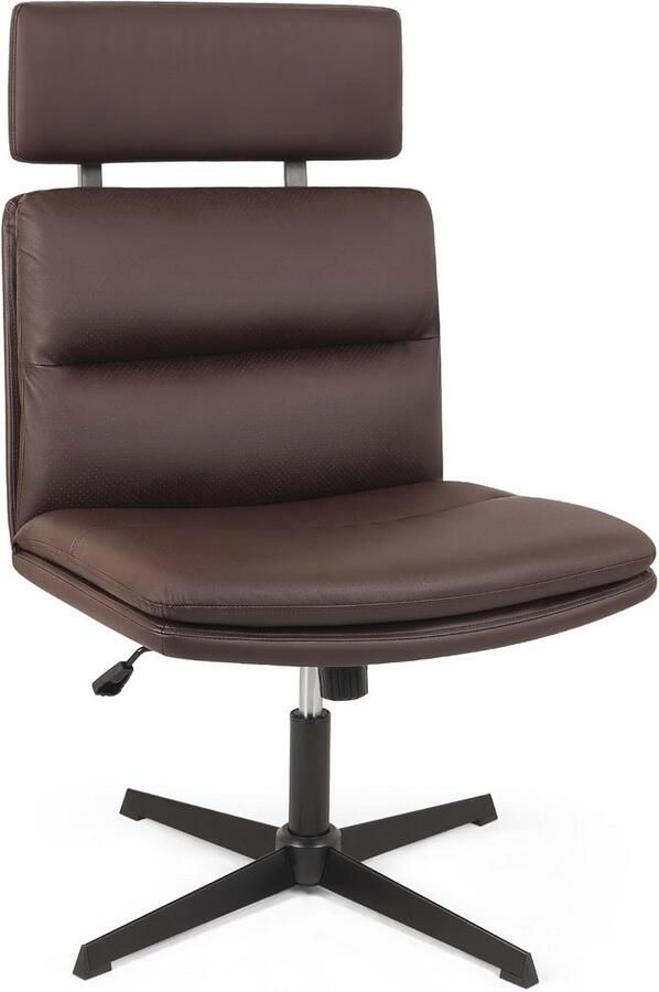 Ergonomische Bureaustoel zonder Wielen en Armleuningen Draaistoel in Kunstleer met Verstelbare Zithoogte 150 kg Belastbaar