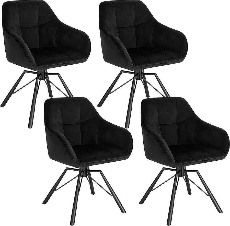 Rootz Living Rootz Ergonomische draaibare eetkamerstoel Fluwelen stoel met brede zitting Comfortabele woonkamerstoel 58 5 cm x 82 5 cm x 54 5 cm