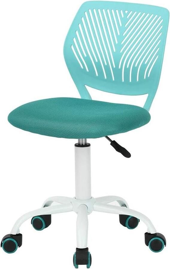 Ergonomische draaistoel met verstelbare zitting van stof turquoise zonder armleuning Bureaustoel