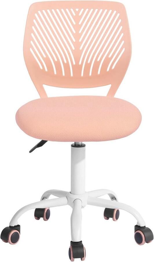 Ergonomische Draaistoel zonder Armleuningen Verstelbare Bureaustoel voor Thuiswerk en Studie in Delicaat Roze