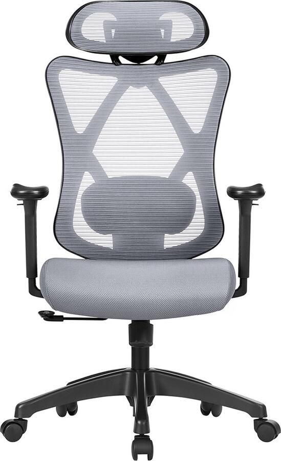 Rootz Living Rootz Ergonomische Duifgrijze Bureaustoel Draaistoel Verstelbare stoel Kunststof schuimvulling staal polyester Lendensteun ademend materiaal in hoogte verstelbaar 70 cm x 70 cm x (115-125) cm